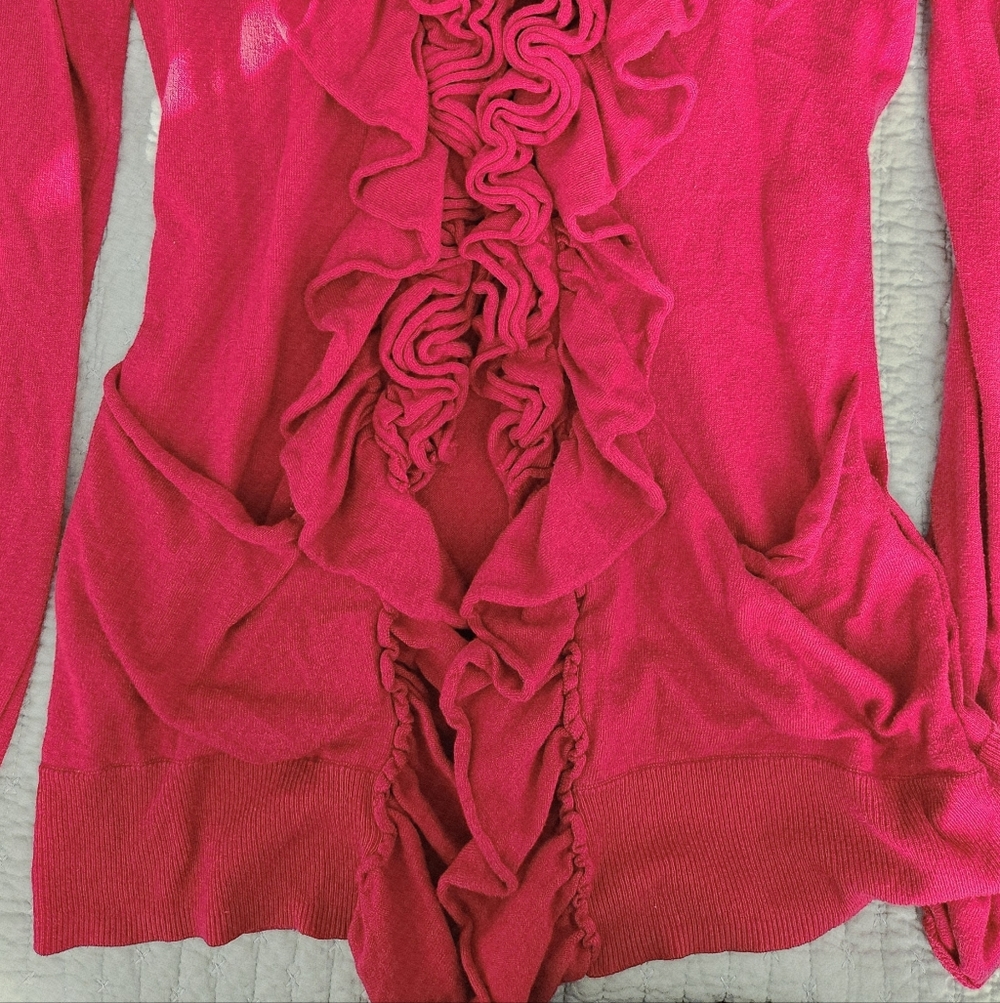 Madison Fuchsia Ruffled Cardigan M - Picture 6 of 6